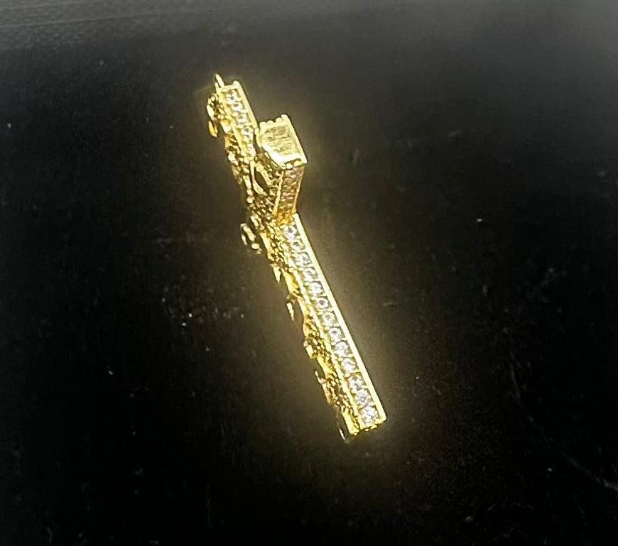 14k Gold Nugget Cross Pendant