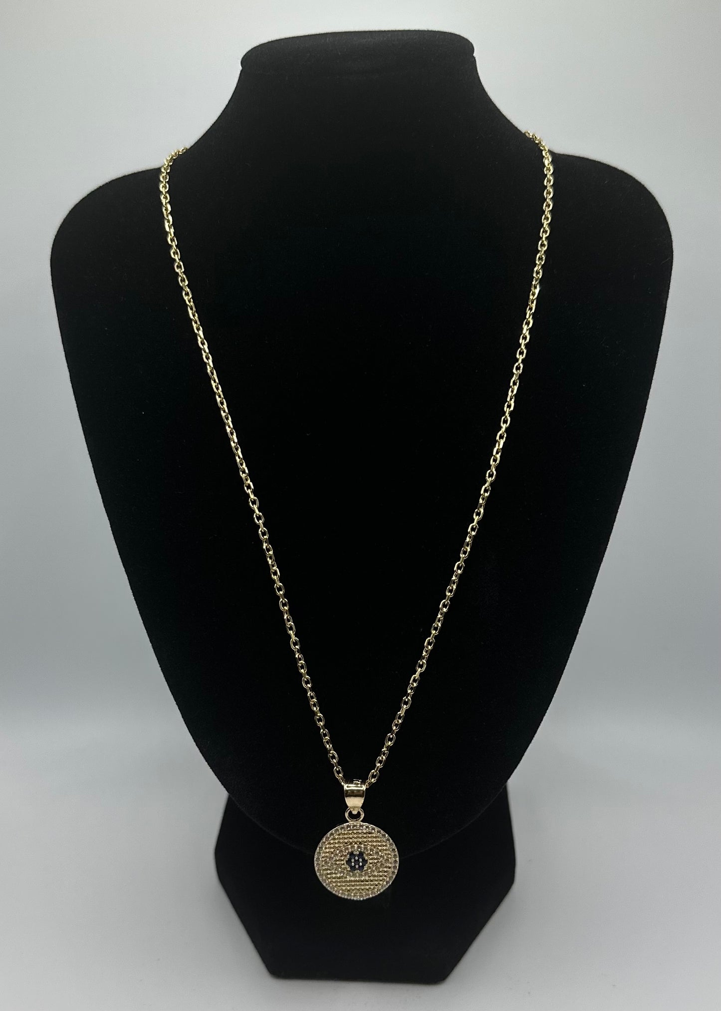 14k Gold Eye Pendant and Chain