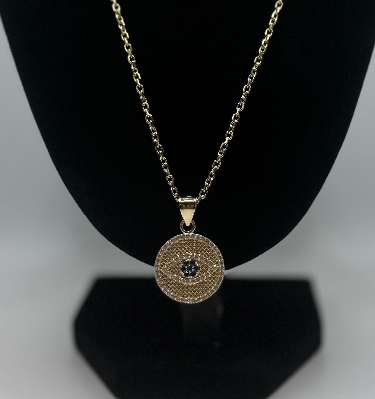 14k Gold Eye Pendant and Chain