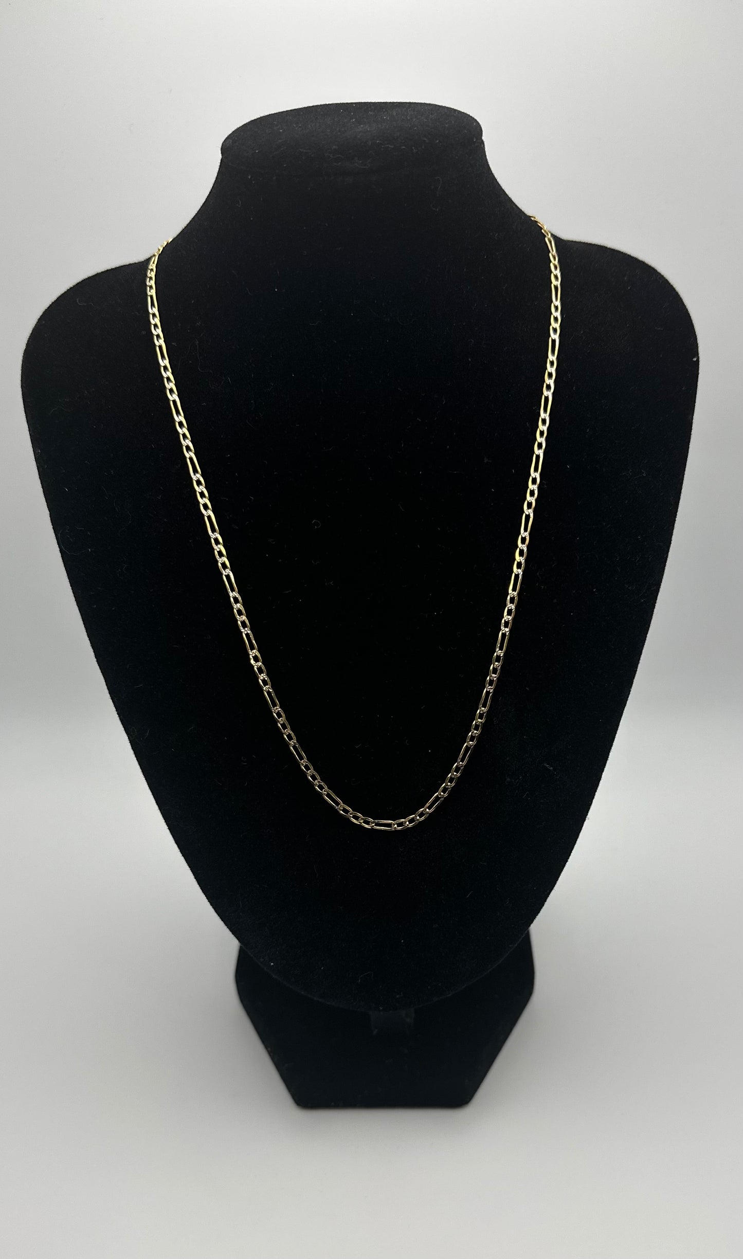 14k Gold Mini Diamond Cut Figaro Chain