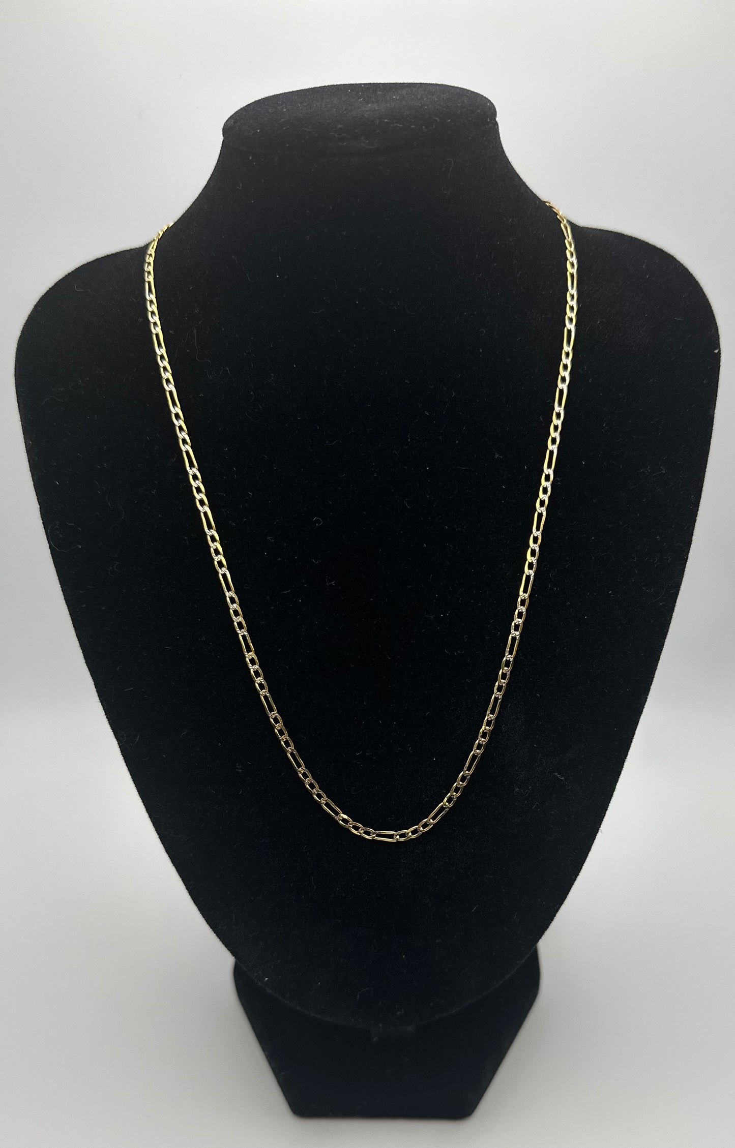 14k Gold Mini Diamond Cut Figaro Chain