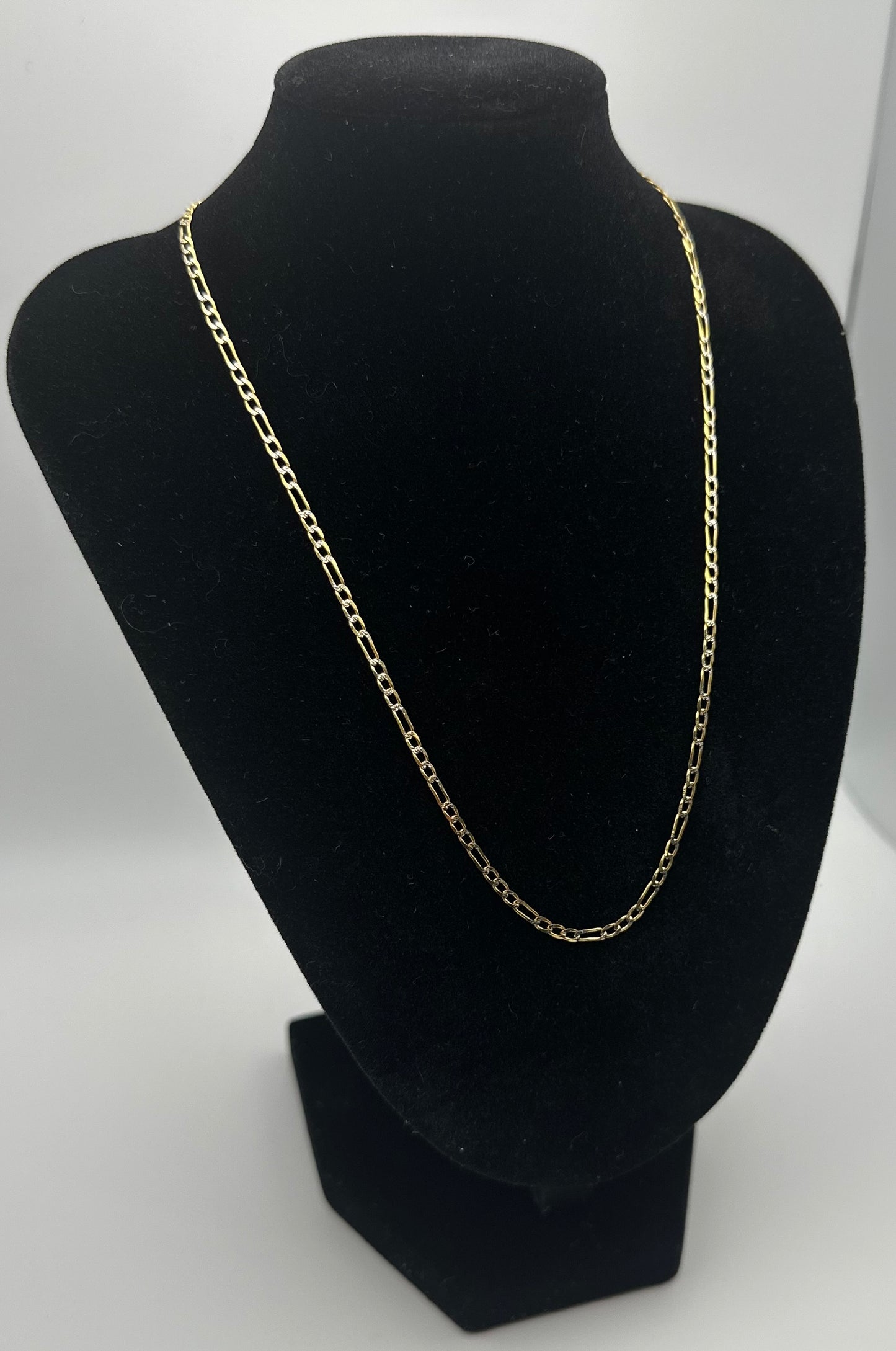 14k Gold Mini Diamond Cut Figaro Chain