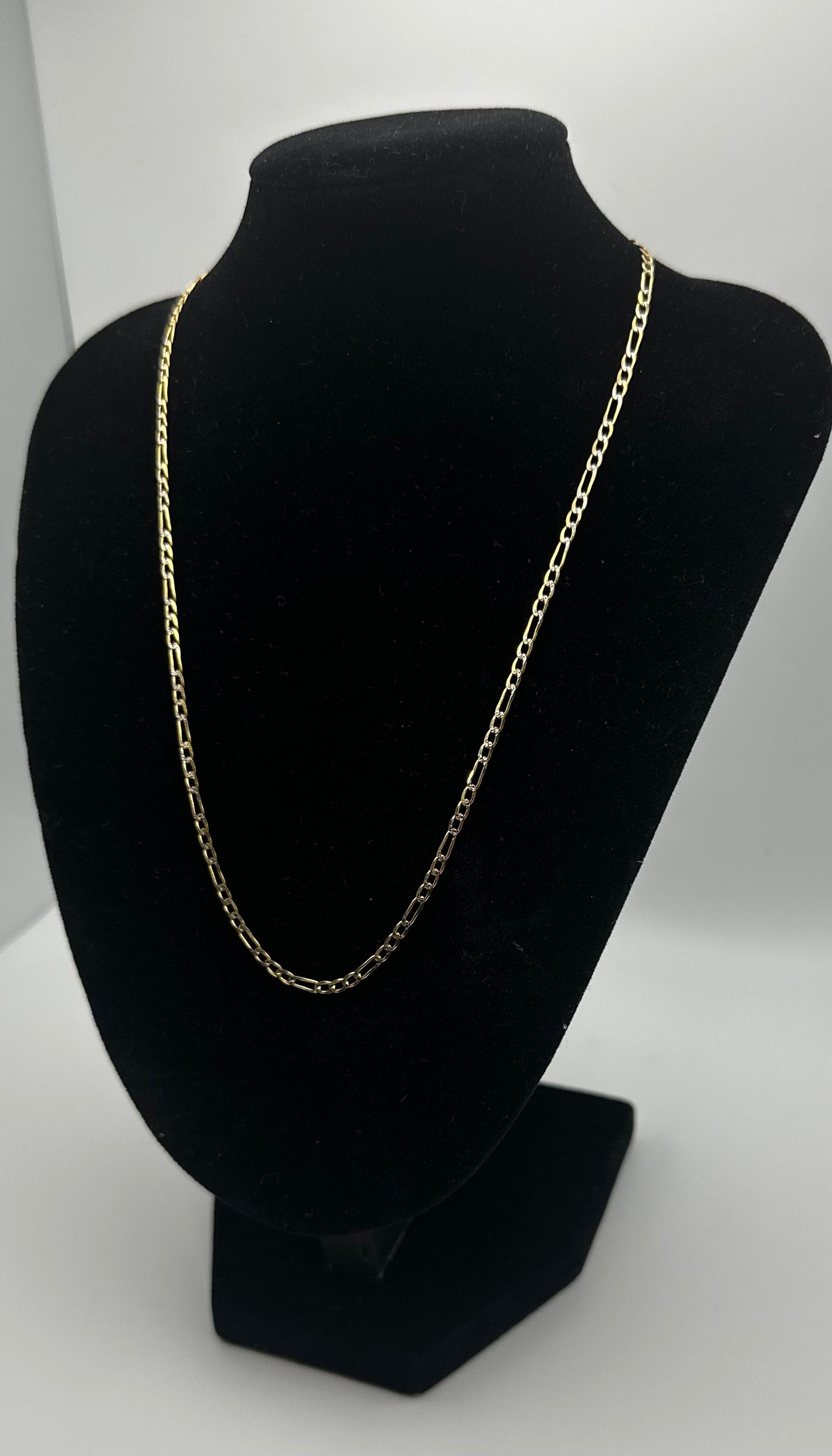 14k Gold Mini Diamond Cut Figaro Chain
