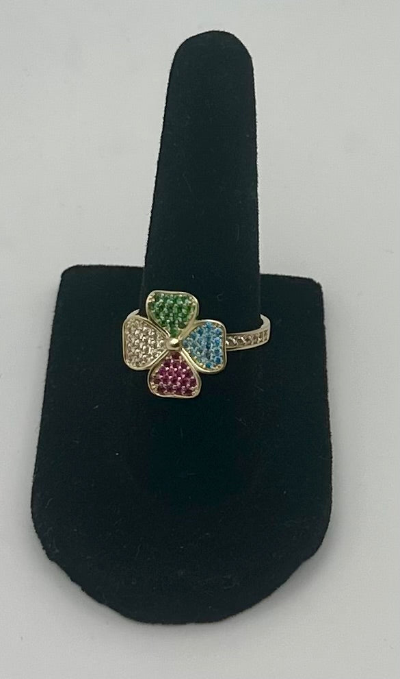 14k Gold Four Color Clover Ring