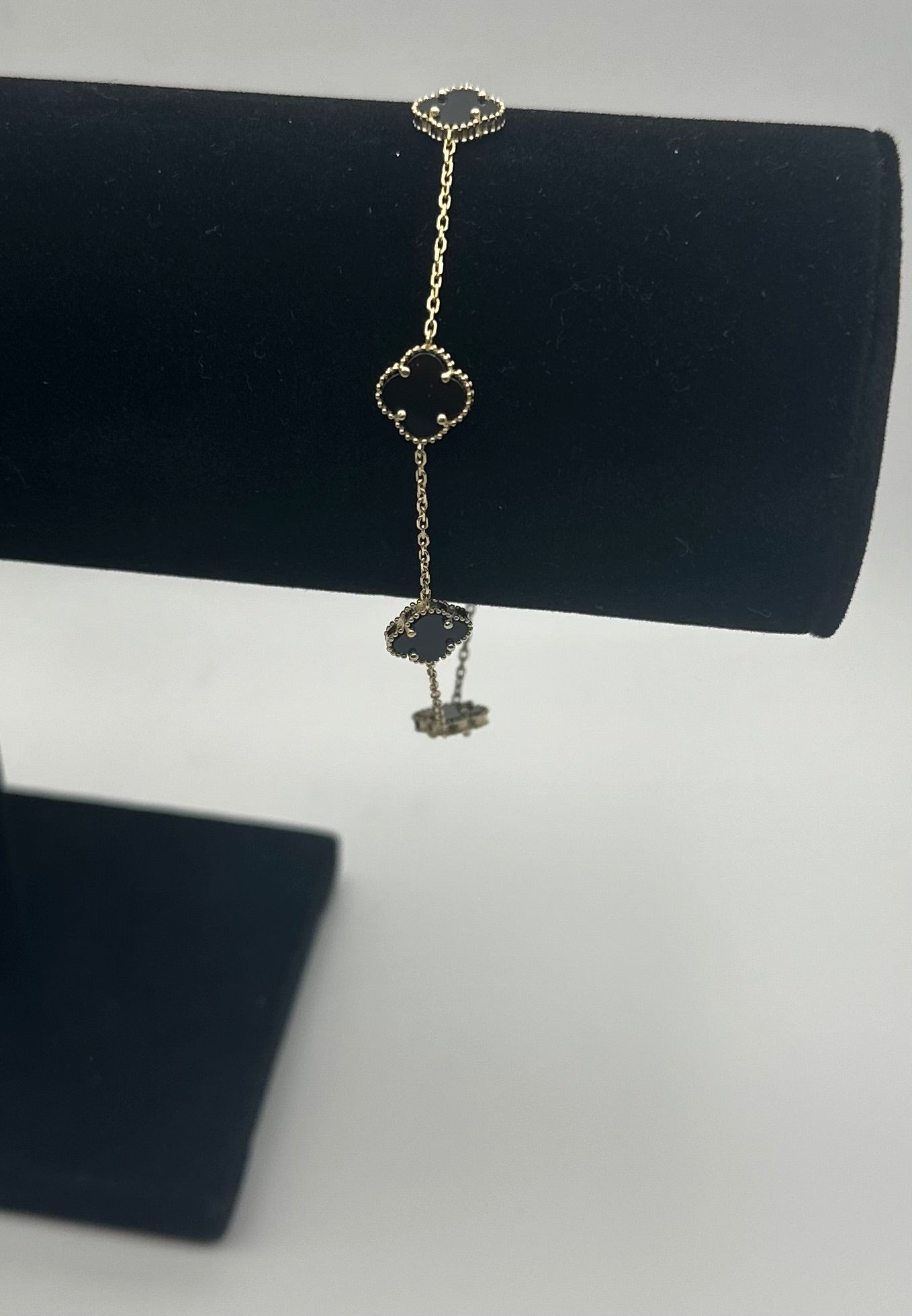 14k Gold Black Mini Clovers Bracelet