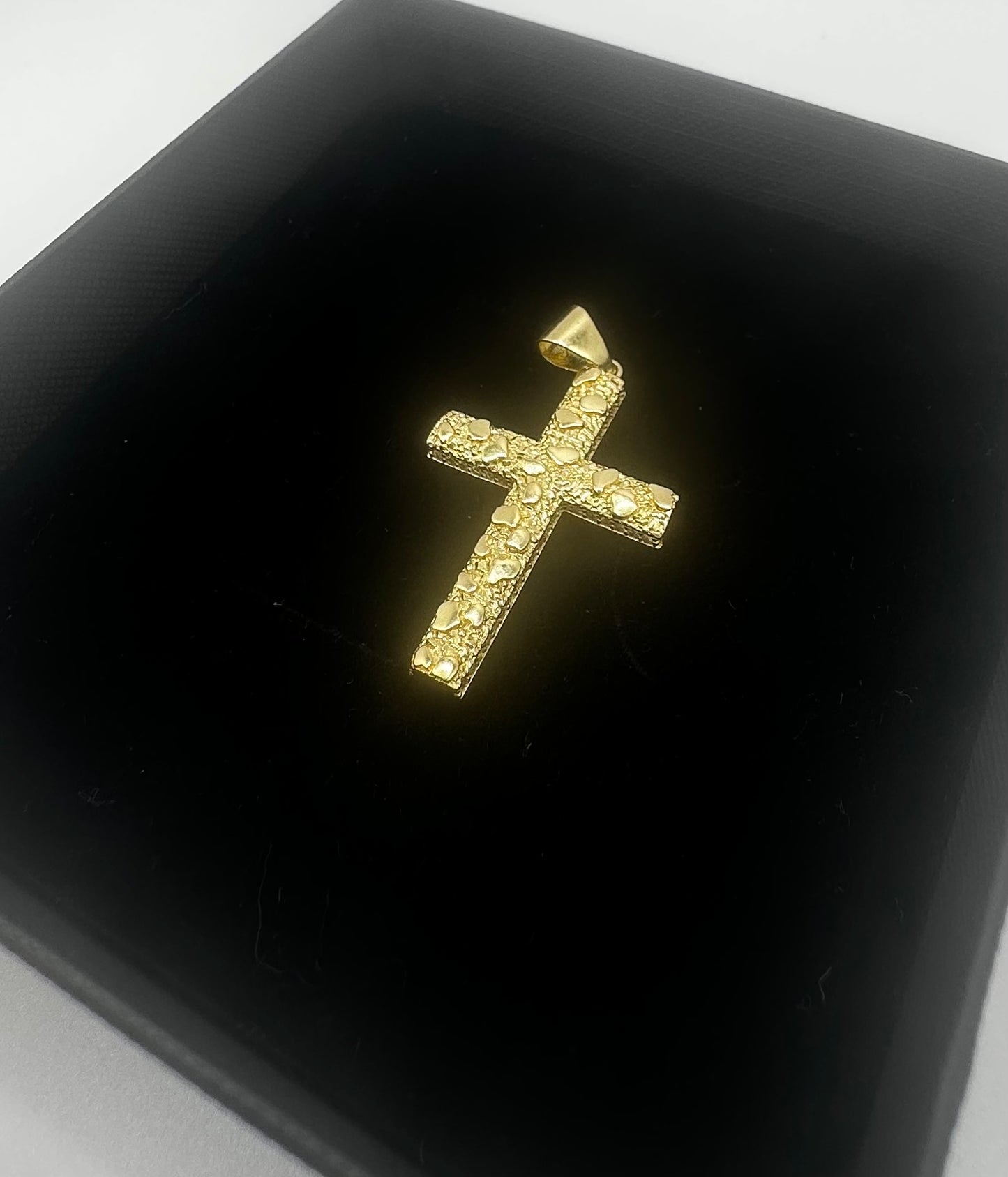 14k Gold Nugget Cross Pendant