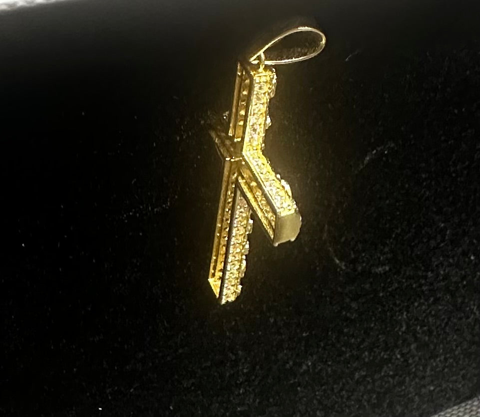 14k Gold Nugget Cross Pendant