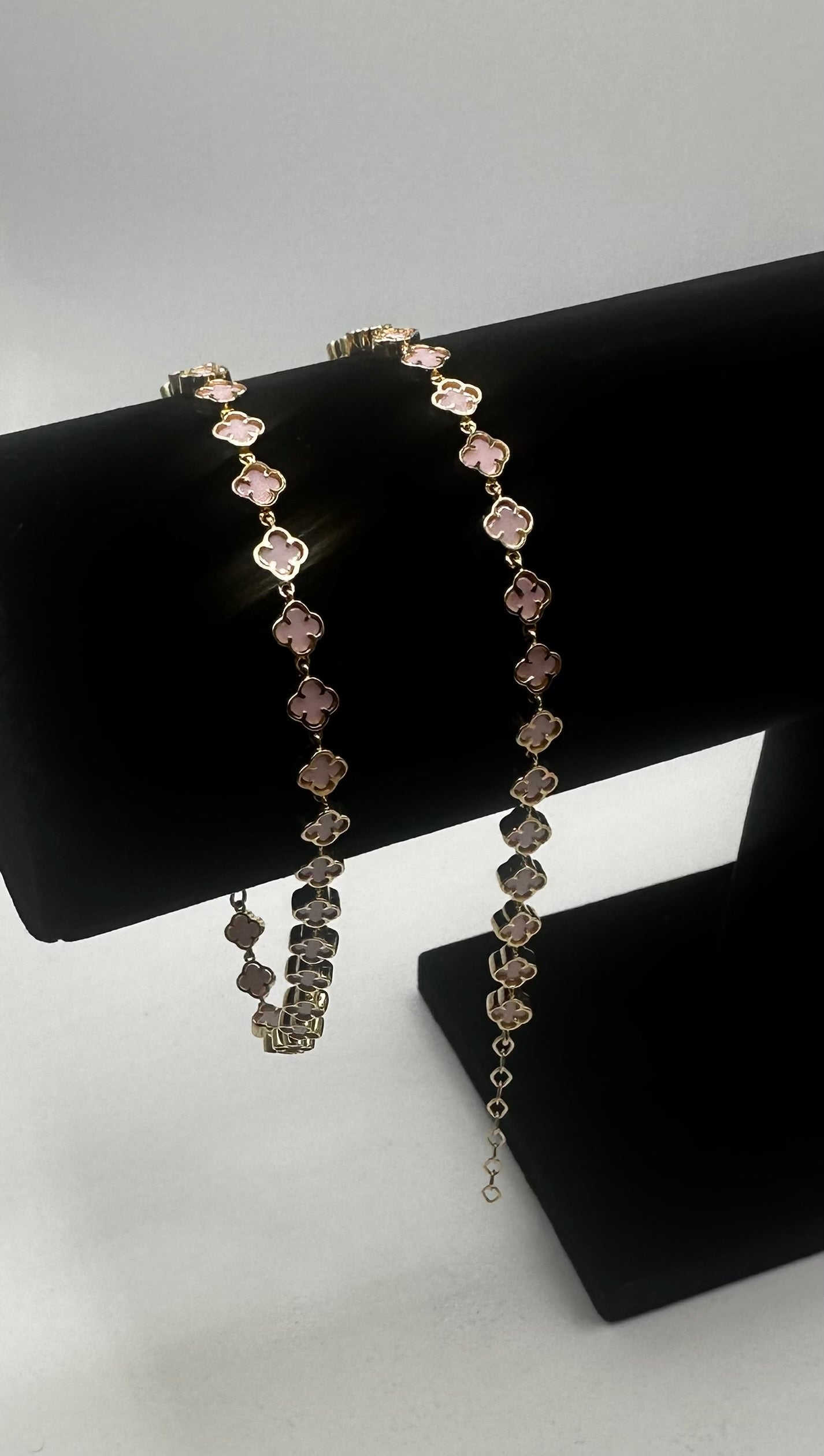 14k Gold Mini Pink Flowers Bracelet