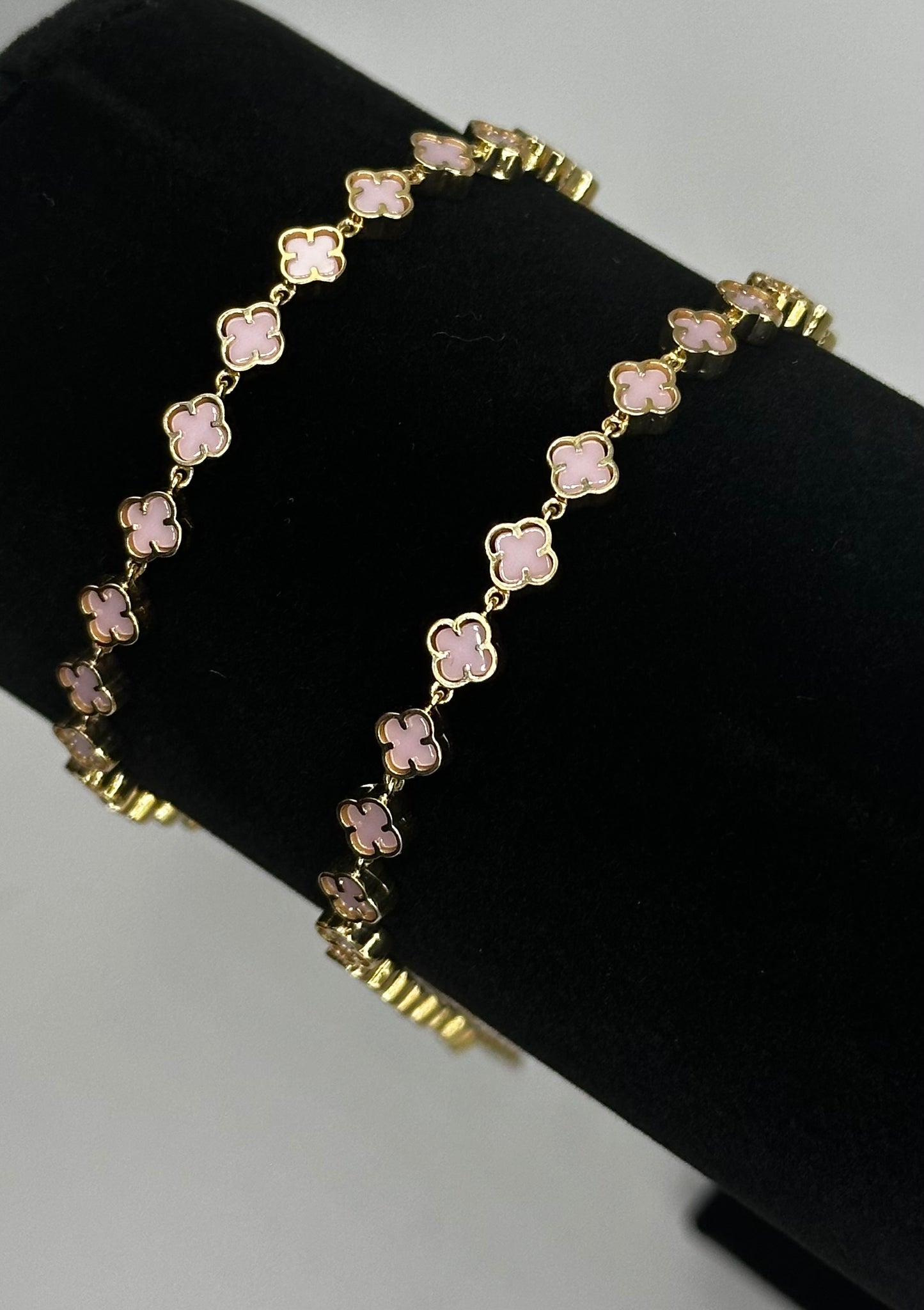 14k Gold Mini Pink Flowers Bracelet