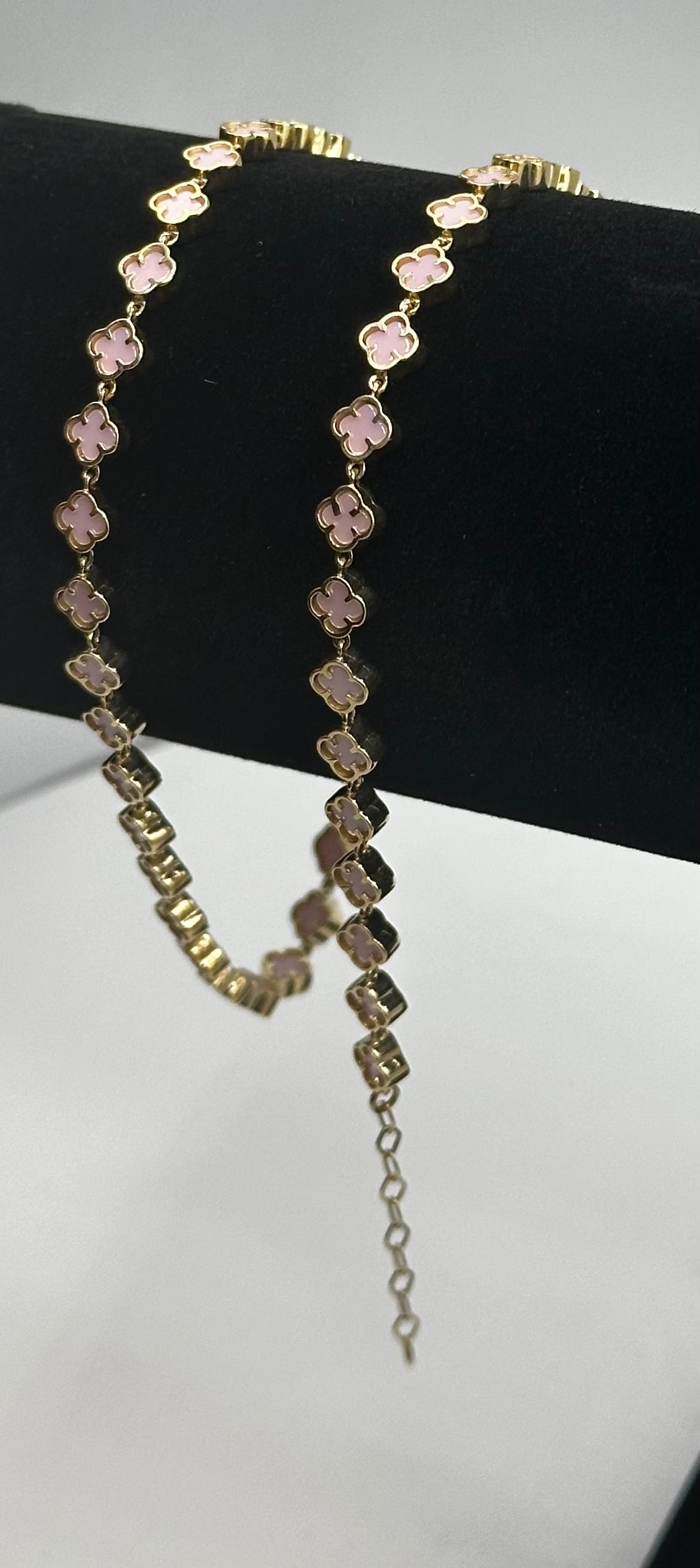 14k Gold Mini Pink Flowers Bracelet