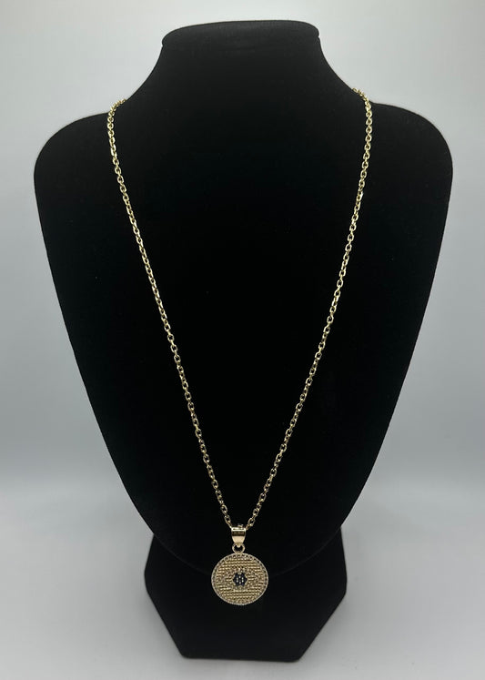 14k Gold Eye Pendant and Chain
