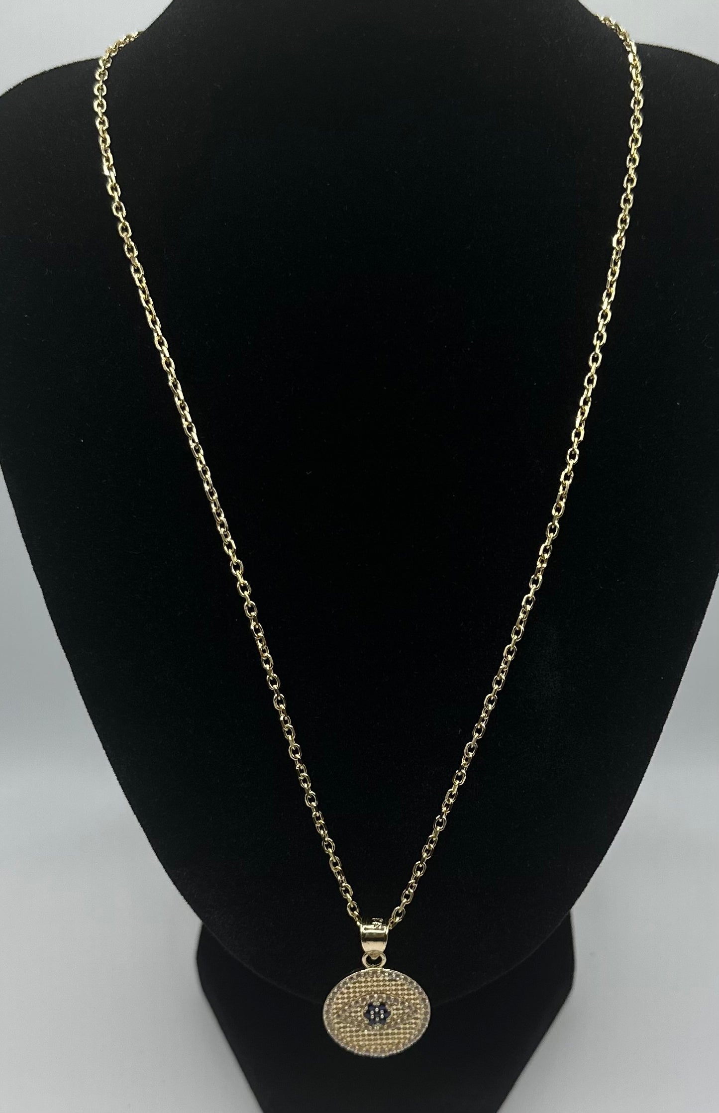 14k Gold Eye Pendant and Chain