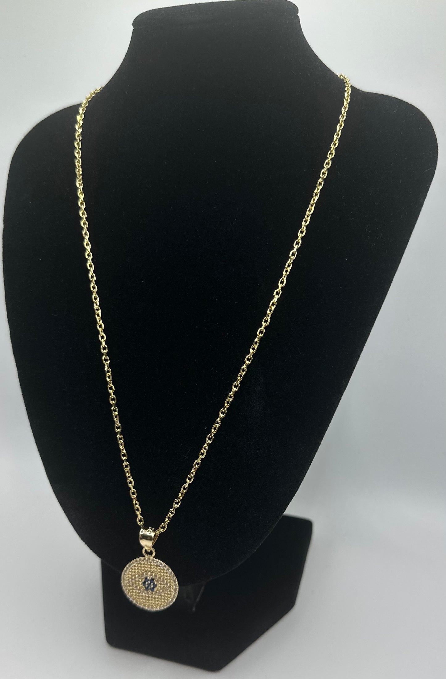 14k Gold Eye Pendant and Chain
