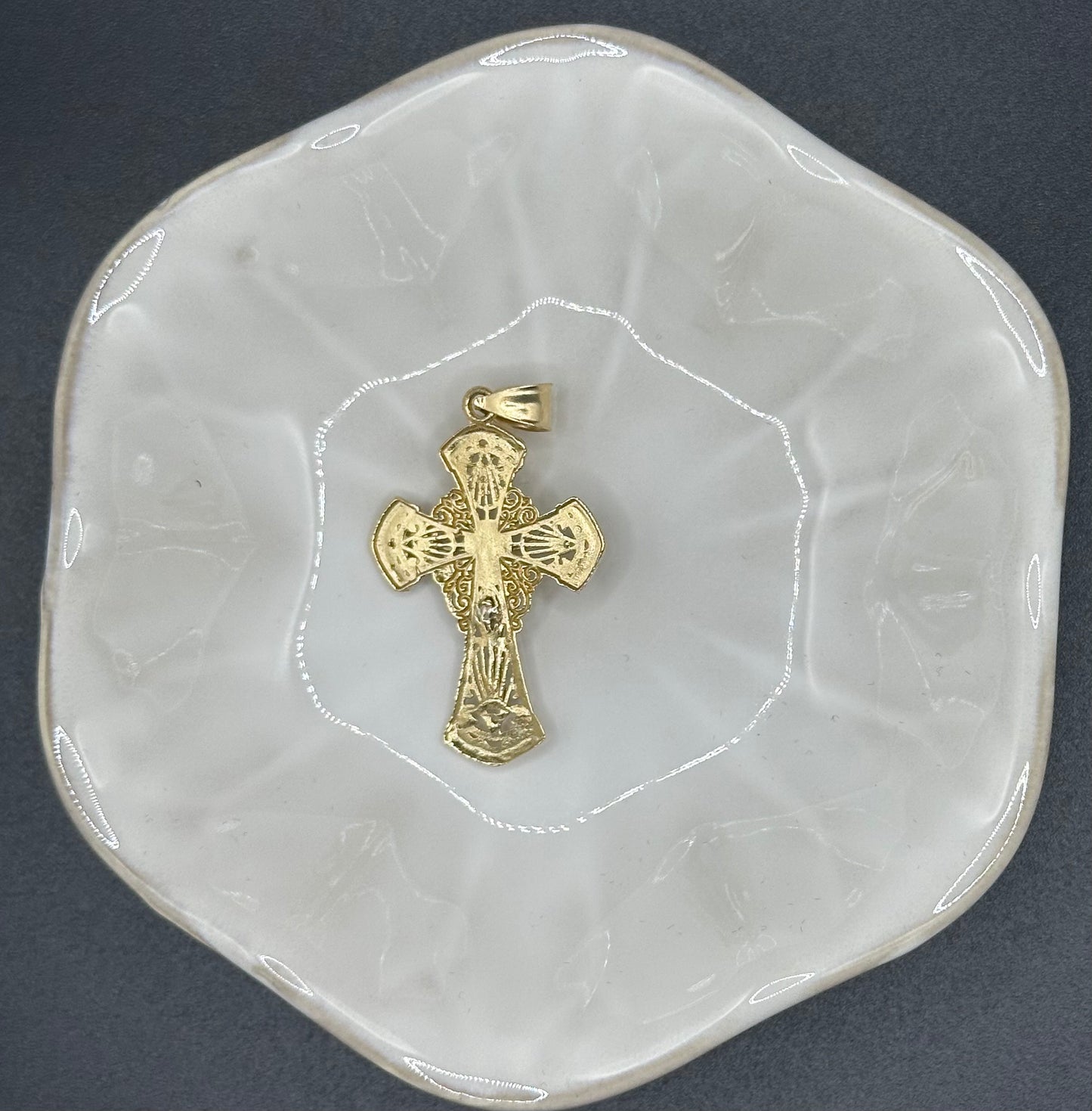 14k Gold Two Tone Cross Pendant