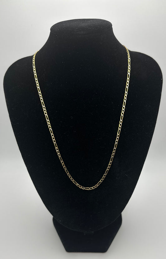 14k Gold Mini Diamond Cut Figaro Chain