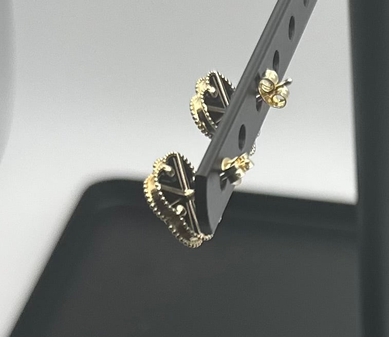 14k Gold Black Clover Earrings