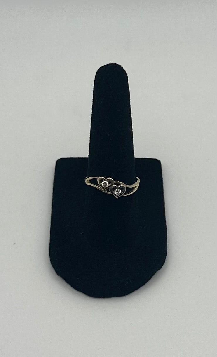 14k Gold Two Mini Hearts Ring