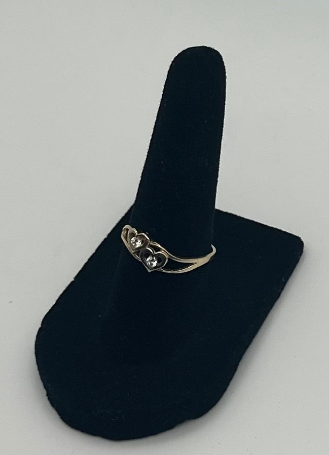 14k Gold Two Mini Hearts Ring