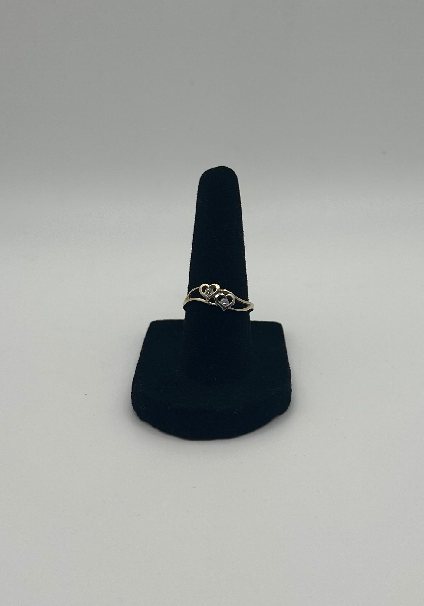14k Gold Two Mini Hearts Ring