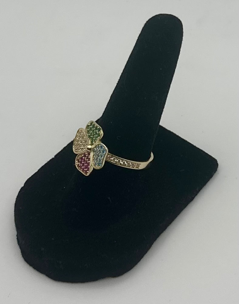 14k Gold Four Color Clover Ring