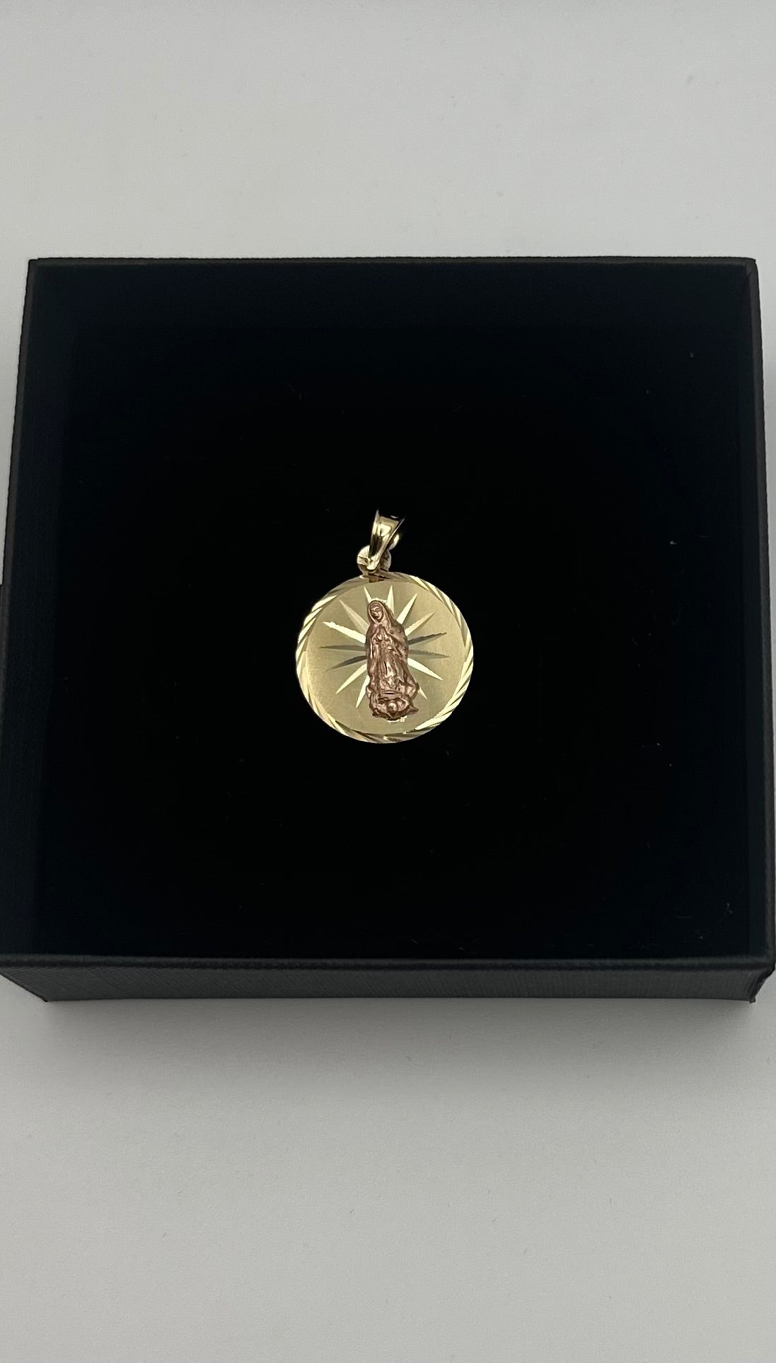 14k Gold Virgin Mary Two Tone Pendant