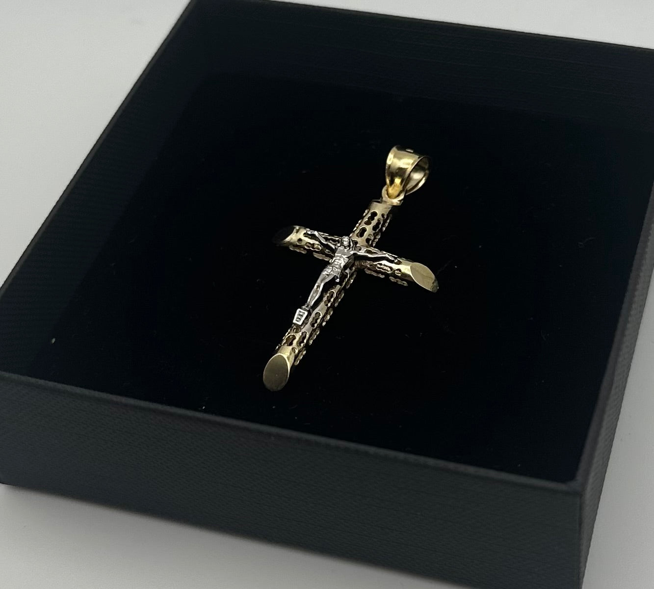 14k Gold Two Tone Cross Pendant