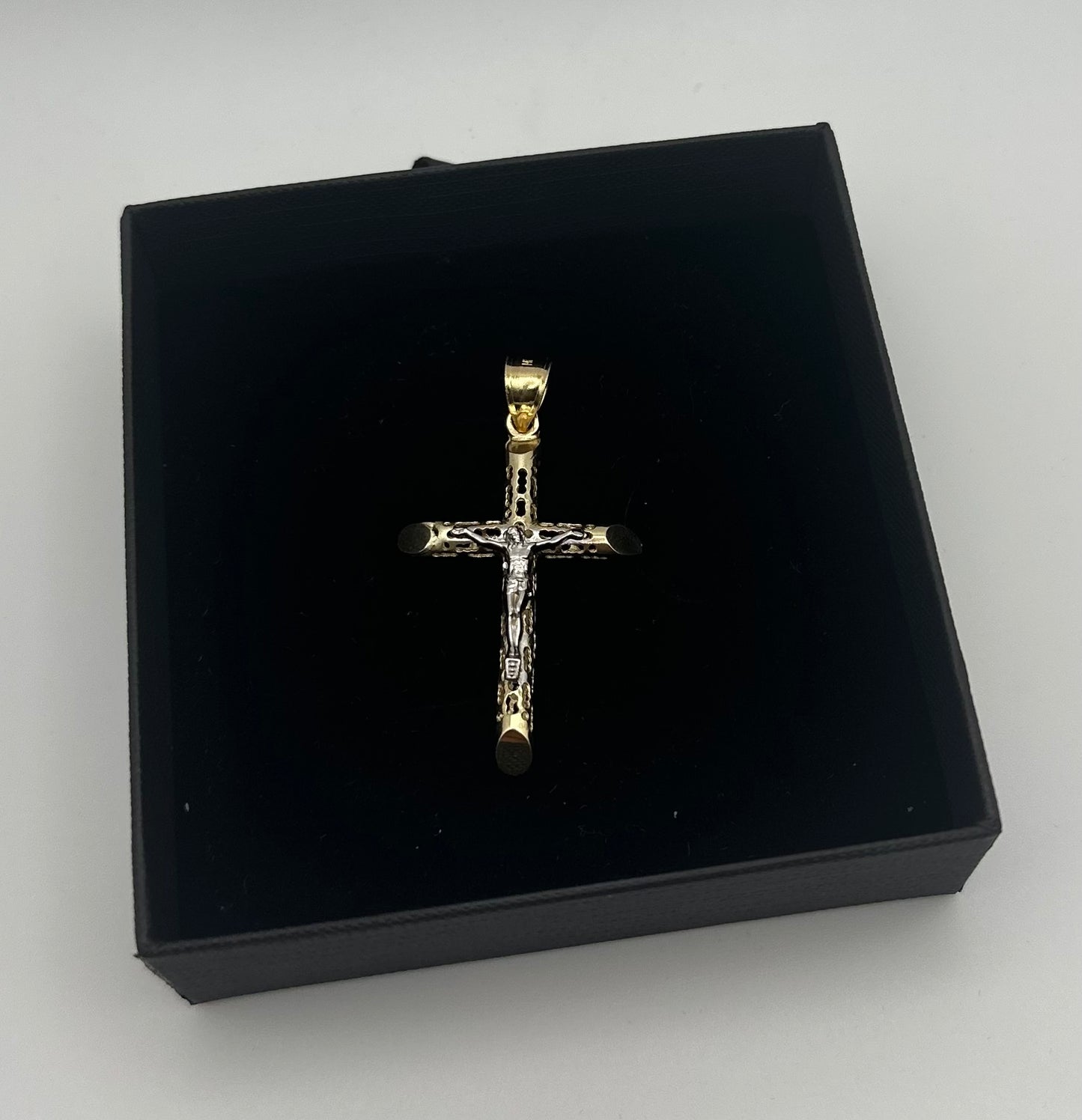 14k Gold Two Tone Cross Pendant